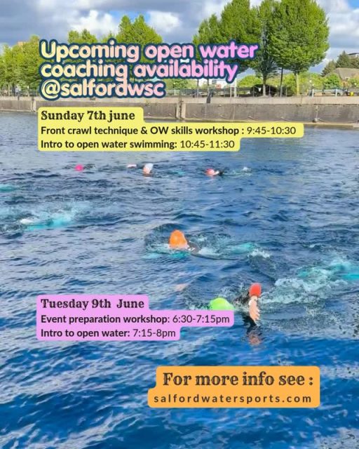 We’ve got a great week of sessions ahead @salfordwsc— something for everyone whether you’re just starting out or gearing up for a big event! 🏊 Intro to Open Water — The perfect place to begin your open water journey. We’ll cover the essential skills to help you feel safe and confident in the water. Open to anyone comfortable swimming 200m on their front. 🏊🏽 Front Crawl Technique & OW Skills Workshop - Want to swim more efficiently? Join us for this 45-minute session covering stroke mechanics + key open water skills such as sighting, turning and drafting. Session will be tailored to the swimmers in the group on the day. 🏁 Event Preparation Workshop — Got a race on the horizon? This session is designed to get you event-ready, covering topics such as strategies, wetsuit and skins tips, stroke technique plus key open water skills like sighting, turning and drafting. Session will be tailored to the swimmers in the group on the day. 📅 1-2-1s & 2-2-1s - Want a fully bespoke session tailored to your own swimming goals? Our next availability for one-to-ones (subject to booking) is Tues 16th June 👉 For more info & to book see salfordwatersports.com #openwaterswimming #openwatercoaching #salfordquays #mediacityuk #salford